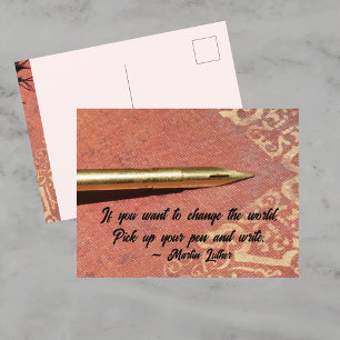 Cartão Postal Se Você Quer Mudar o Mundo Citação de Escrita