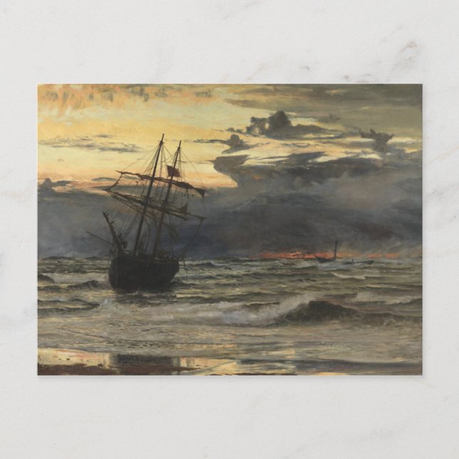 Cartão Postal Sea-Beach depois de uma tempestade, Dawn (Frente)