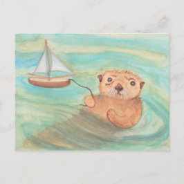 Cartão Postal Sea Otter & Sailboat