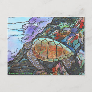 Cartão Postal Sea Turtle Fantasy Coral Reef