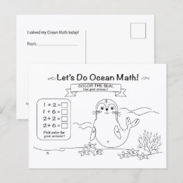 Cartão Postal Seal Ocean Math Coloring Postcard