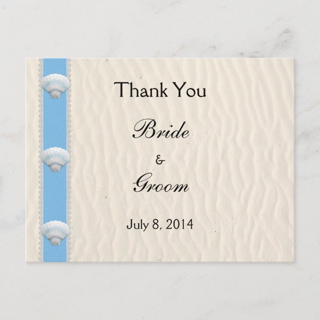 Cartão Postal Seashell Beach Wedding Obrigado (Frente)