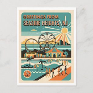 Cartão Postal Seaside Heights NJ Retro Costa de Jersey Viagem