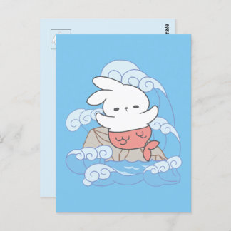 Cartão Postal Seaside Whimsy Mer-Bunny Adventure