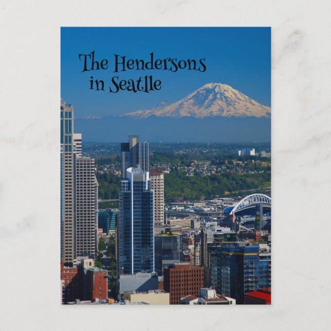 Cartão Postal Seattle com o Monte Rainier Fotografia (Frente)