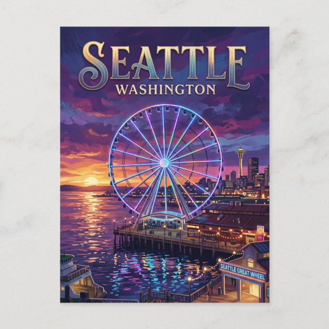 Cartão Postal Seattle Great Wheel EUA (Frente)