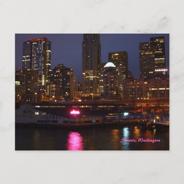 Cartão Postal Seattle na noite (Frente)