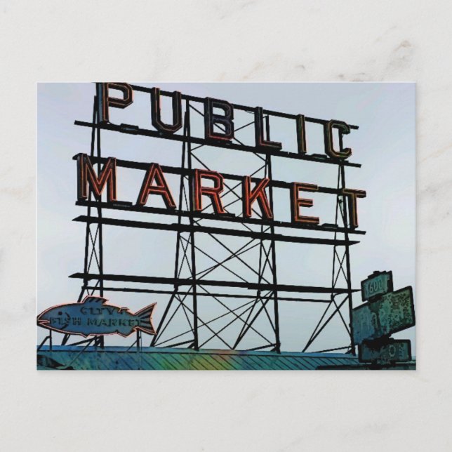 Cartão Postal Seattle Open Fish Market (Frente)