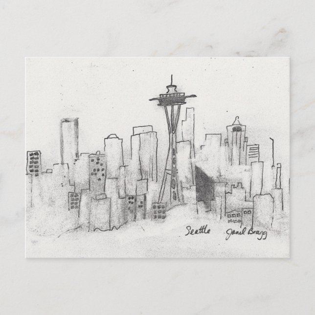 Cartão Postal Seattle Sketch (Frente)