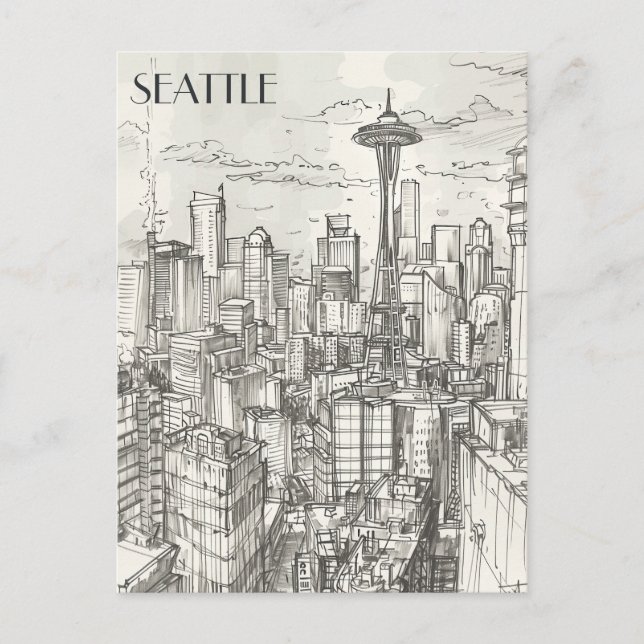 Cartão Postal Seattle Skyline (Frente)