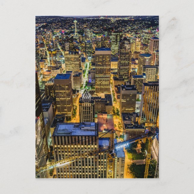 Cartão Postal Seattle Skyline em Dusk (Frente)