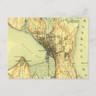 Cartão Postal Seattle Vintage Map Viagem