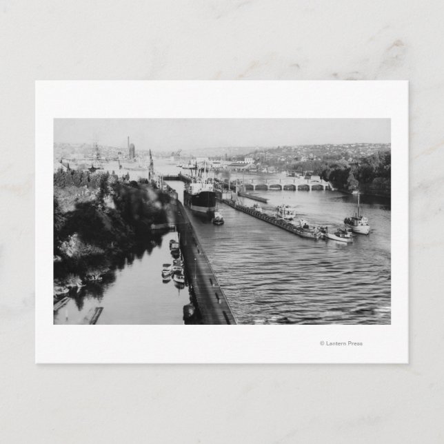 Cartão Postal Seattle, WABallard Locks Canal Fotografia (Frente)