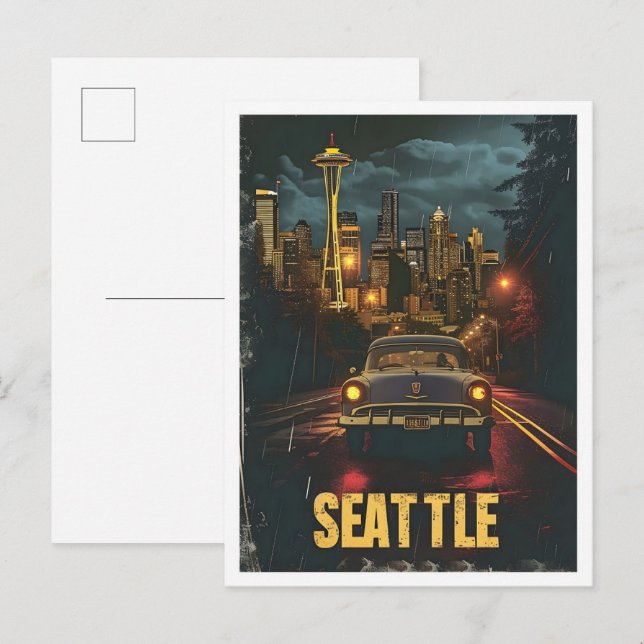 Cartão Postal Seattle Washington Classic Retro Viagens vintage (Frente/Verso)