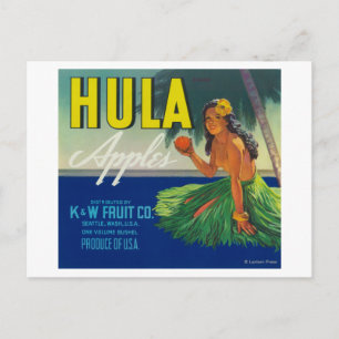 Cartão Postal Seattle, Washington Hula Rótulo da Maçã