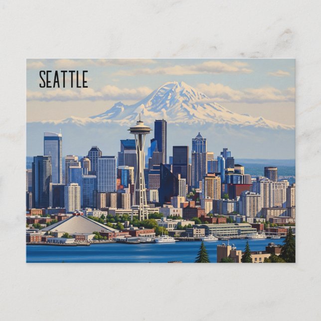 Cartão Postal Seattle Washington Mt Rainier (Frente)