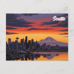 Cartão Postal Seattle Washington Mt Rainier Sunset