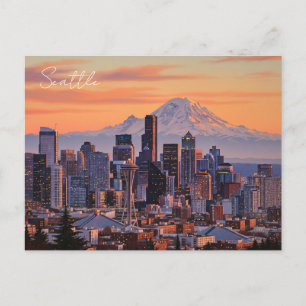 Cartão Postal Seattle Washington Mt Rainier Sunset