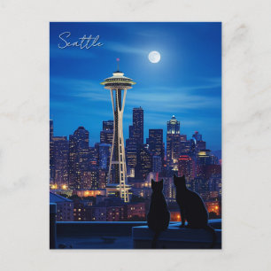 Cartão Postal Seattle Washington Night