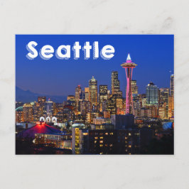Cartão Postal Seattle, Washington Skyline À Noite Nos EUA