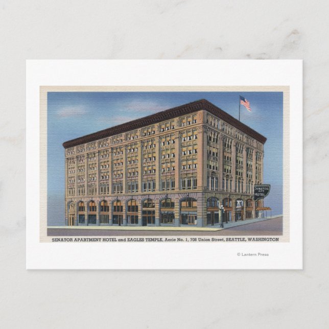 Cartão Postal Seattle, Washington - Vista do Senador Apt (Frente)