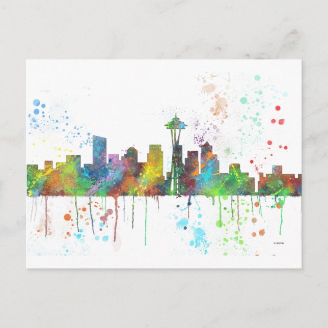 CARTÃO POSTAL SEATTTLE WASHINGTON SKYLINE (Frente)