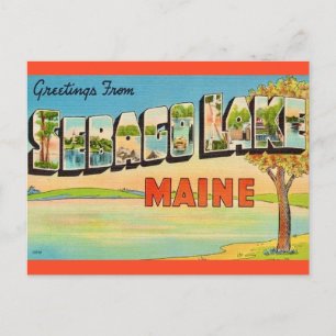 Cartão Postal Sebago Lake Maine Antigo