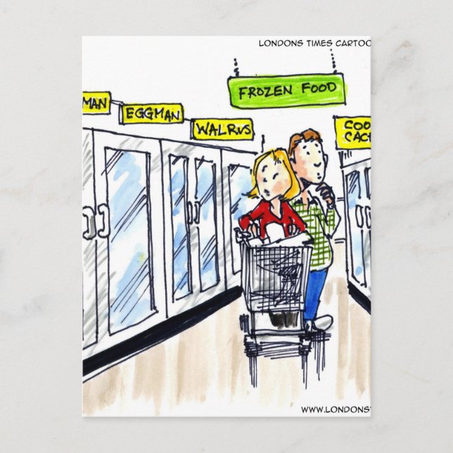Cartão Postal Seção de Comida Congelada da Morsa Engraçado (Frente)