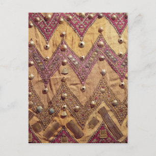 Cartão Postal Seção de tecidos bordados com placas de ouro