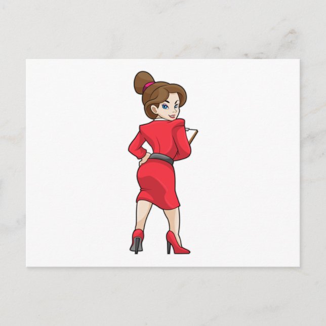 Cartão Postal Secretária Vestida com Saltos Altos (Frente)