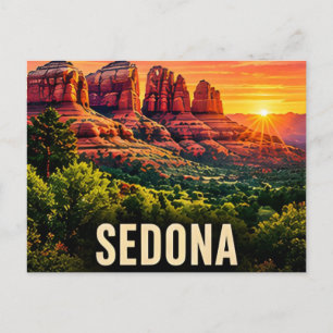 Cartão Postal Sedona Arizona EUA Rocha Vermelha Pôr do Sol Canyo