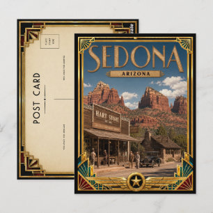 Cartão Postal Sedona Arizona Vintage Arte Deco Idade Dourada