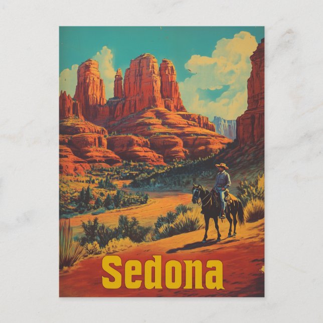 Cartão Postal Sedona Cowboy vintage (Frente)
