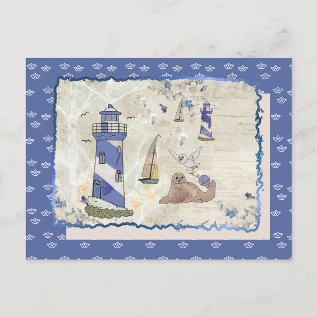 Cartão Postal Seebilt mit Schiffchen (Frente)