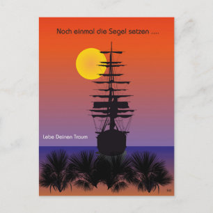 Cartão Postal Segelschiff mit Sonnenaufgang Postkarte