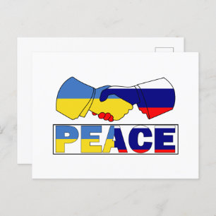 Cartão Postal Seguimento da paz, Ucrânia, Rússia Bandeira