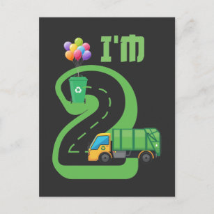 Cartão Postal segundo aniversário de Caminhão de Lixo com 2 Anos