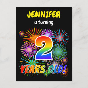 Cartão Postal segundo aniversário - Fogos de artifício diverti