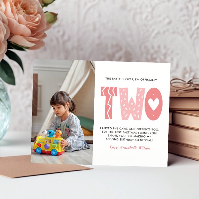 Cartão Postal Segundo aniversário Rosa Esmaecido Obrigado (Criador carregado)