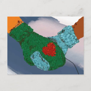 Cartão Postal Segurando as mãos casal de arte impressão, prese