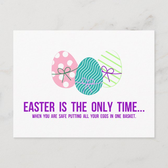 Cartão Postal Seguro para colocar ovos em uma cesta (Frente)