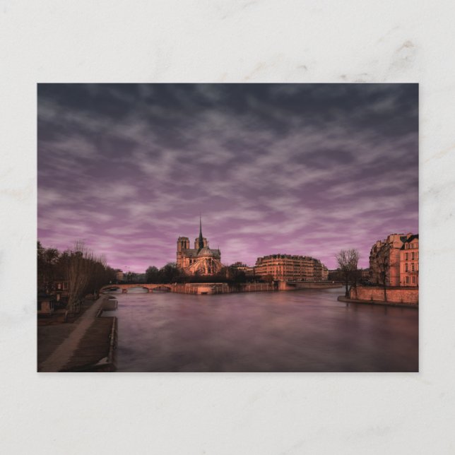 Cartão Postal Seine River Notre Dame Paris França (Frente)