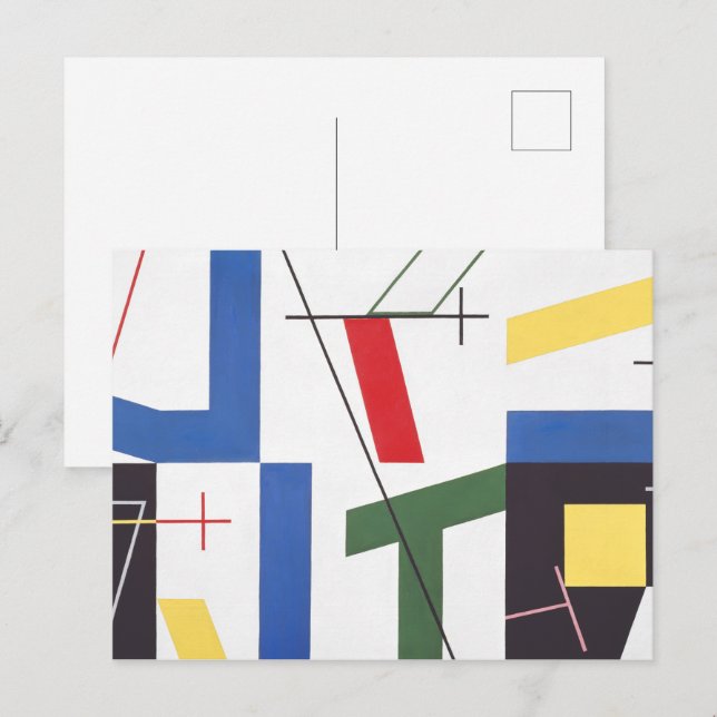 Cartão Postal Seis espaços com cruzamentos | Sophie Taeuber-Arp  (Frente/Verso)