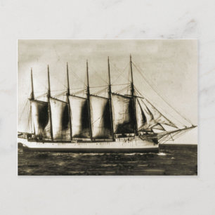 Cartão Postal Seis navios de madeira
