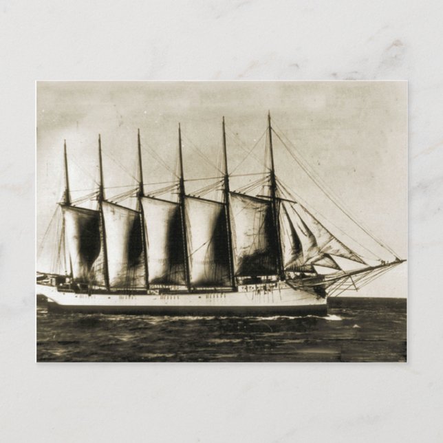 Cartão Postal Seis navios de madeira (Frente)