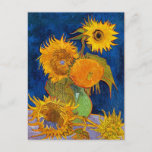 Cartão Postal Seis Sunflower van Gogh Fine Art<br><div class="desc">Esta é a pintura de óleo "Seis Girassóis" feita em 1888 pelo artista poste- impressionista holandês Vincent Willem van Gogh (1853-1890).     É nossa Série de Belas Artes nº 117.</div>