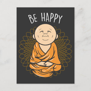 Cartão Postal Seja feliz Zen Little Buddha Mandala Budista