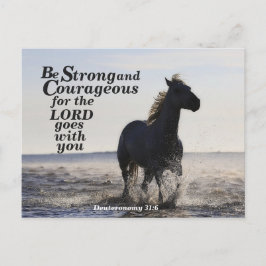 Cartão Postal Seja Forte e Corajosa Deuteronomia 31:6 Cavalo