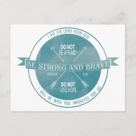 Cartão Postal Seja forte e corajosa, Escritura Teal