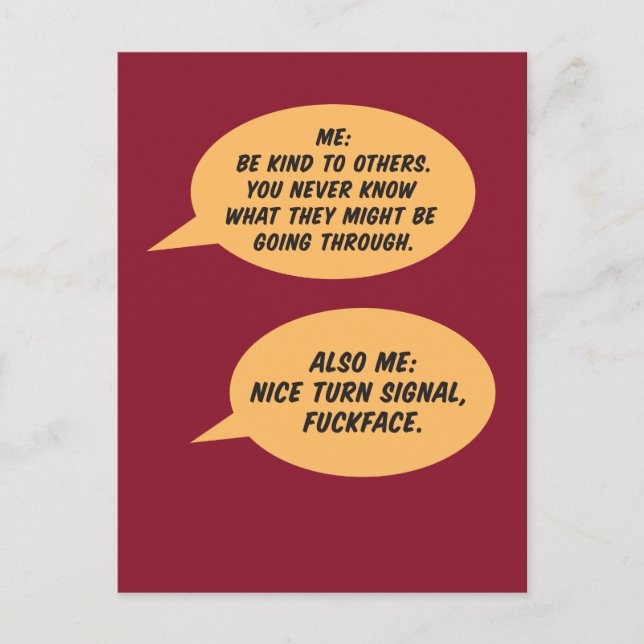 Cartão Postal Seja gentil com outras Piadas (Frente)